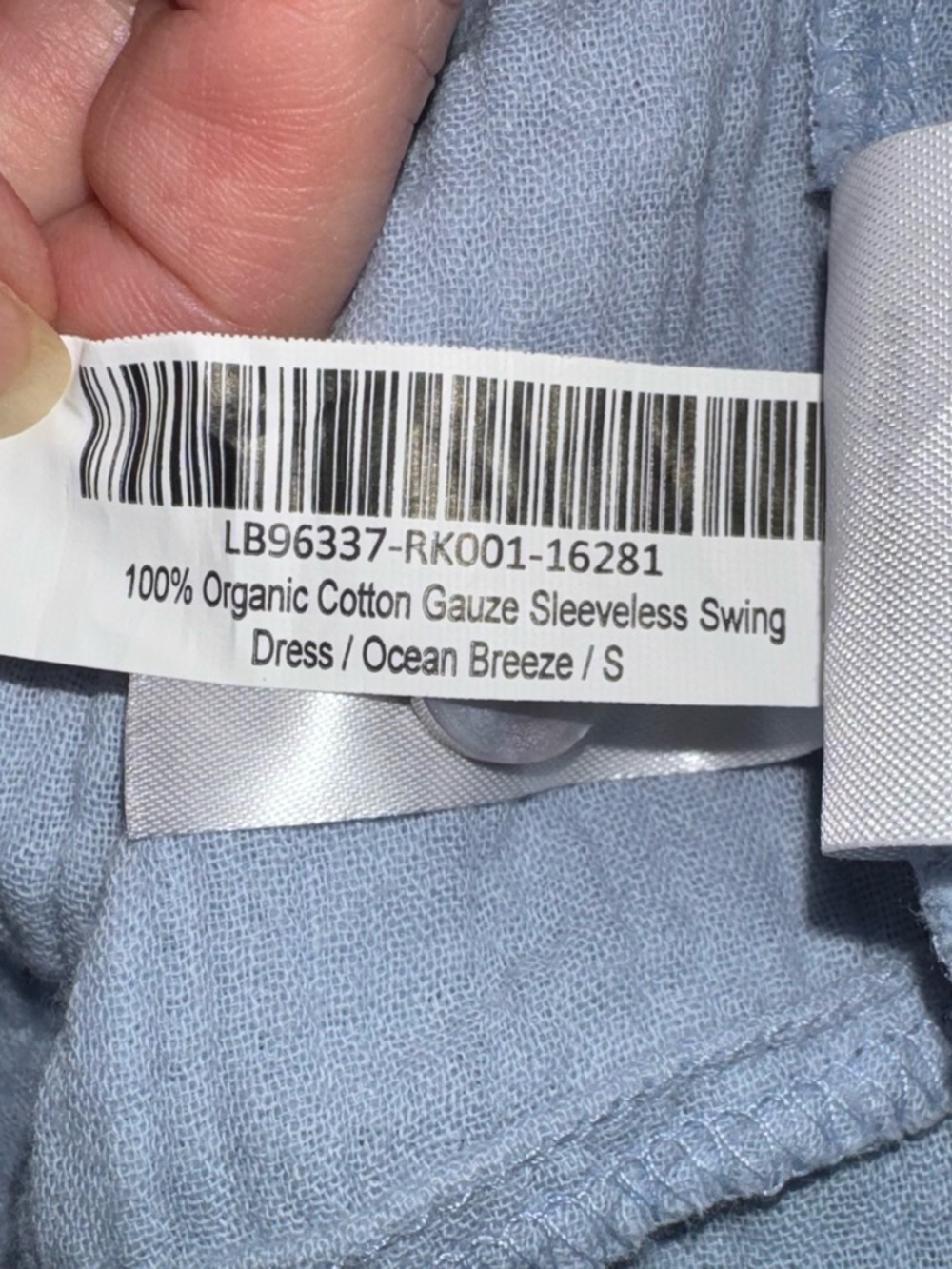 EUC Quince 100% Organic Cotton Gauze Sleeveless Swing Dress Ocean Breeze Small - Picture 6 of 7
